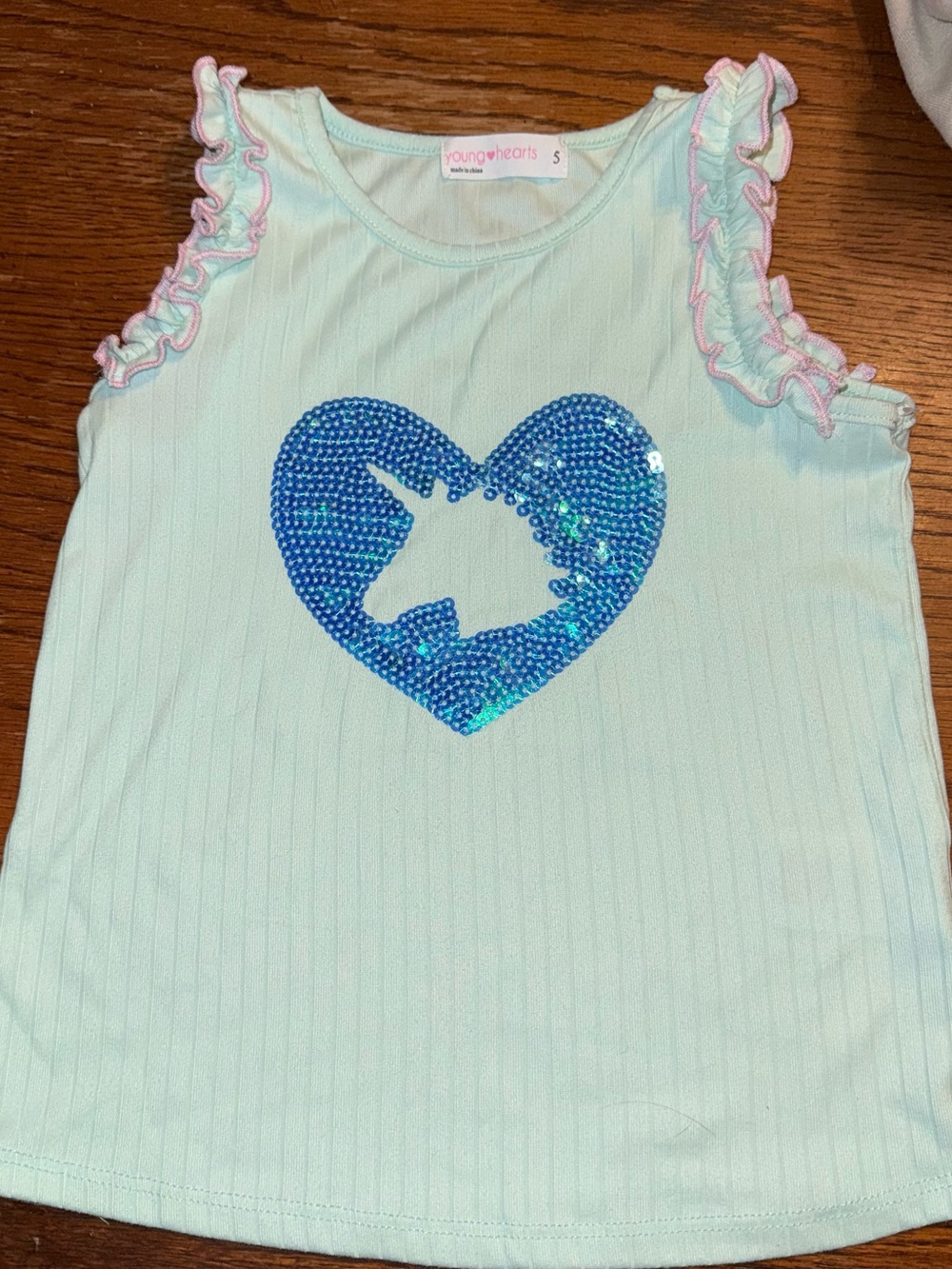 Young Hearts Girls Size 5 Unicorn Sequin Heart Tank Top Shirt
